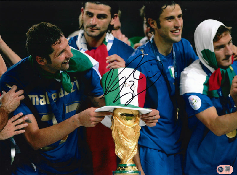 MARCO MATERAZZI SIGNED ITALY WORLD CUP WINNERS 16x12 PHOTO (ACG CERT AG17422)-1