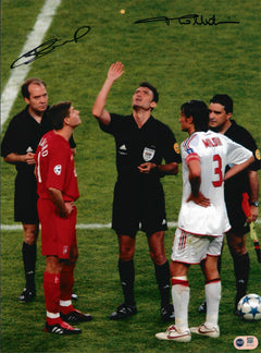 STEVEN GERRARD & PAOLO MALDINI SIGNED ISTANBUL 2005 16x12 PHOTO (ACG CERT AG17721)-1