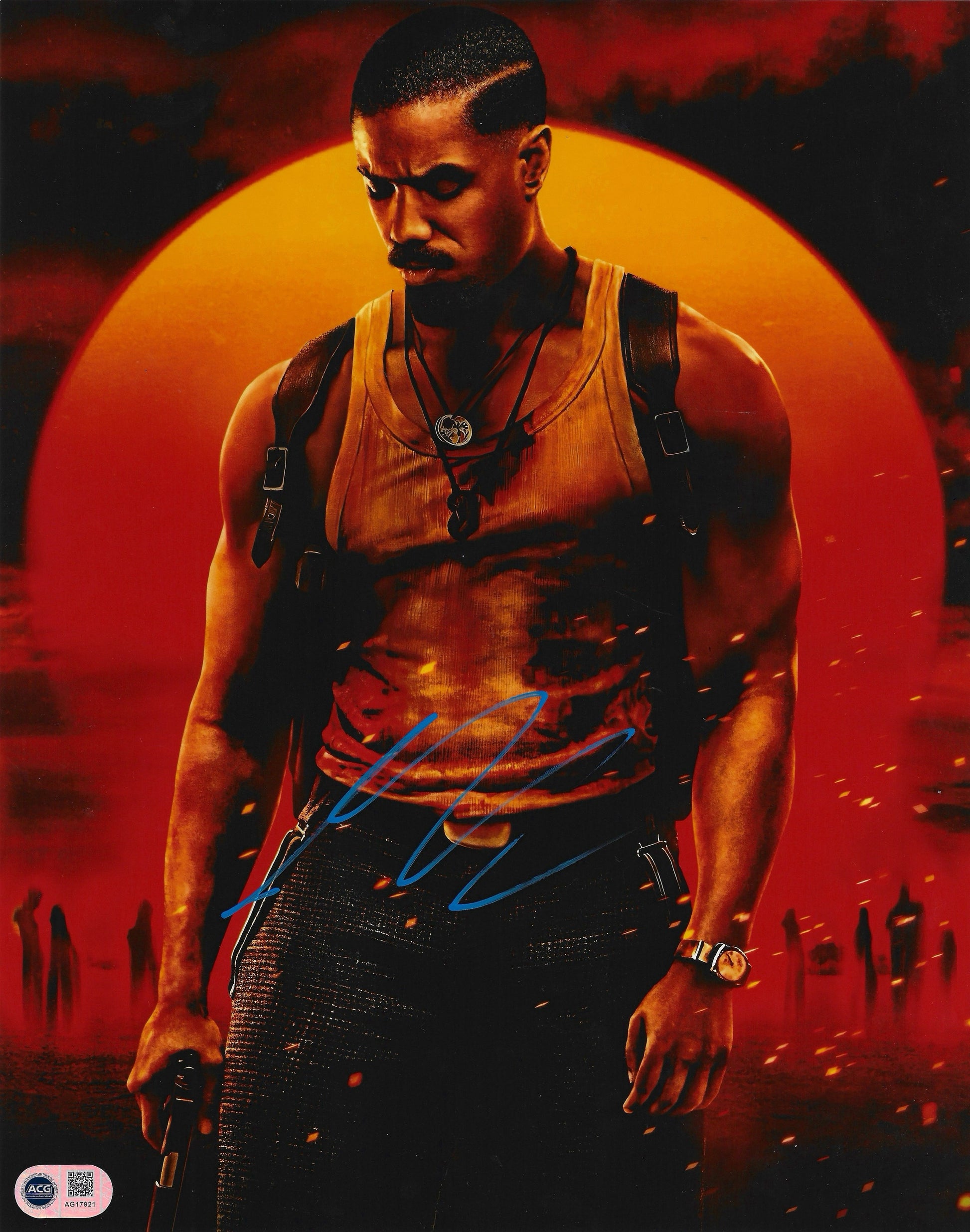 MICHAEL B JORDAN SIGNED SINNERS SMOKE 14x11 PHOTO (ACG CERT AG17821)-1