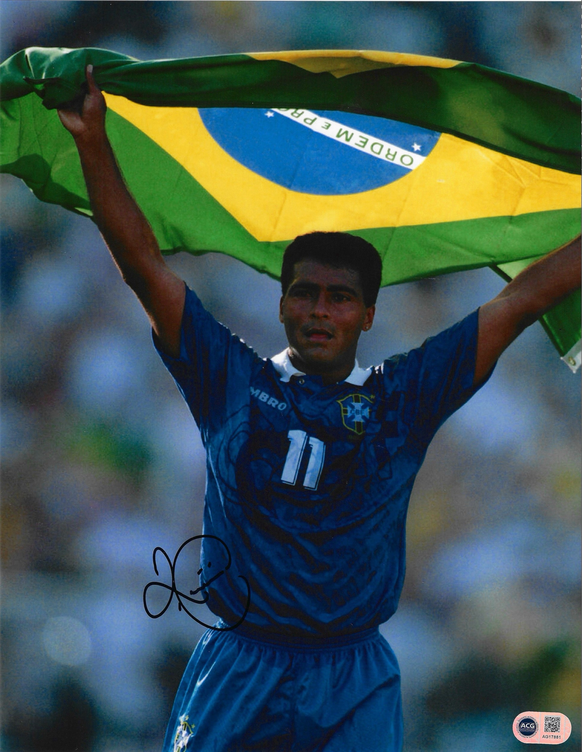 ROMARIO SIGNED BRAZIL WORLD CUP 1994 14X11 PHOTOGRAPH (ACG CERT AG17881)-1