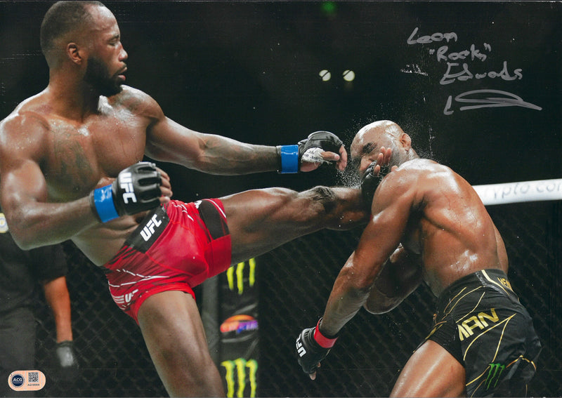 LEON ROCKY EDWARDS SIGNED UFC CHAMPION 16X12 PHOTO (ACG CERT AG18064)-1