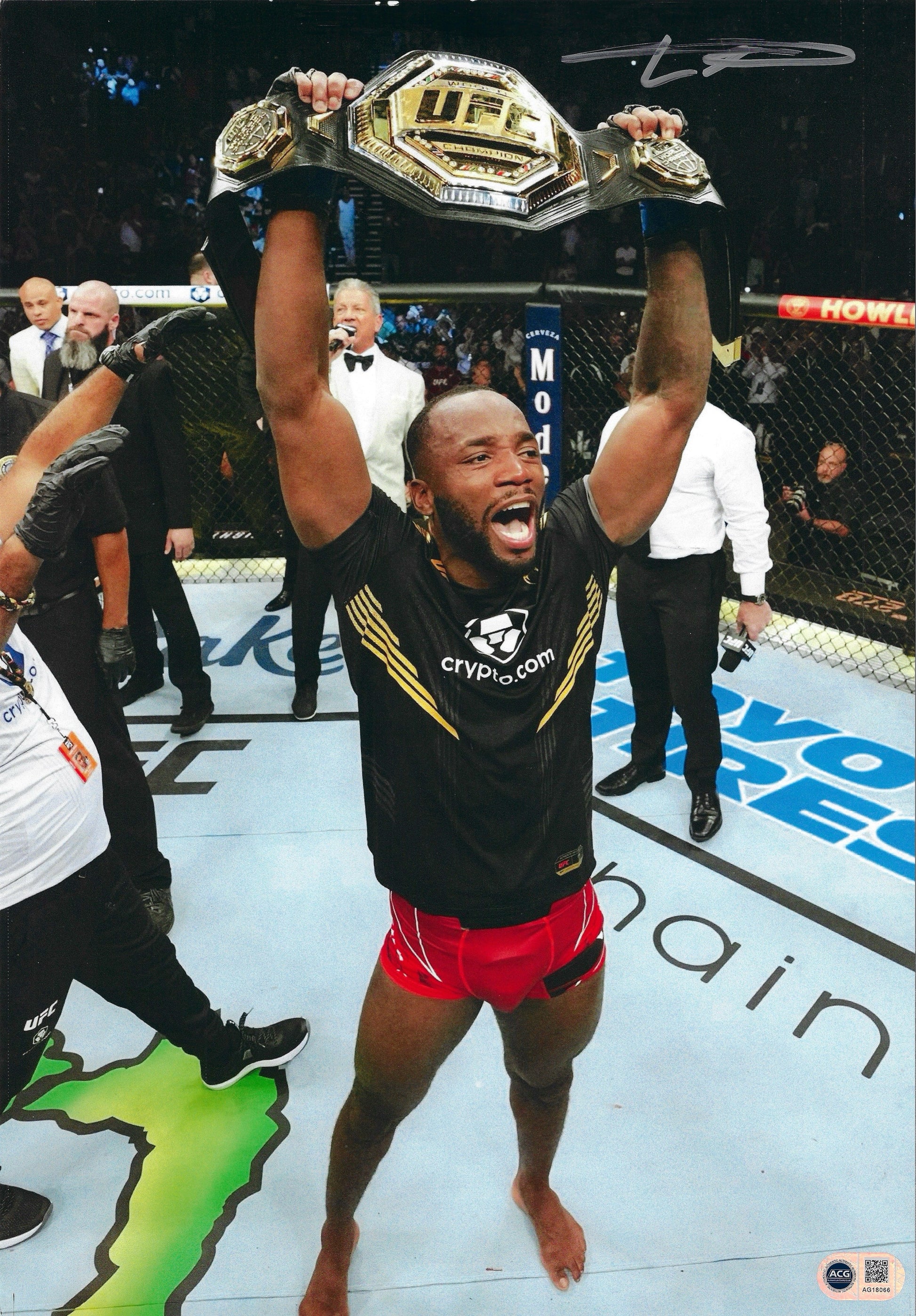 LEON ROCKY EDWARDS SIGNED UFC CHAMPION 16X12 PHOTO (ACG CERT AG18066)-1