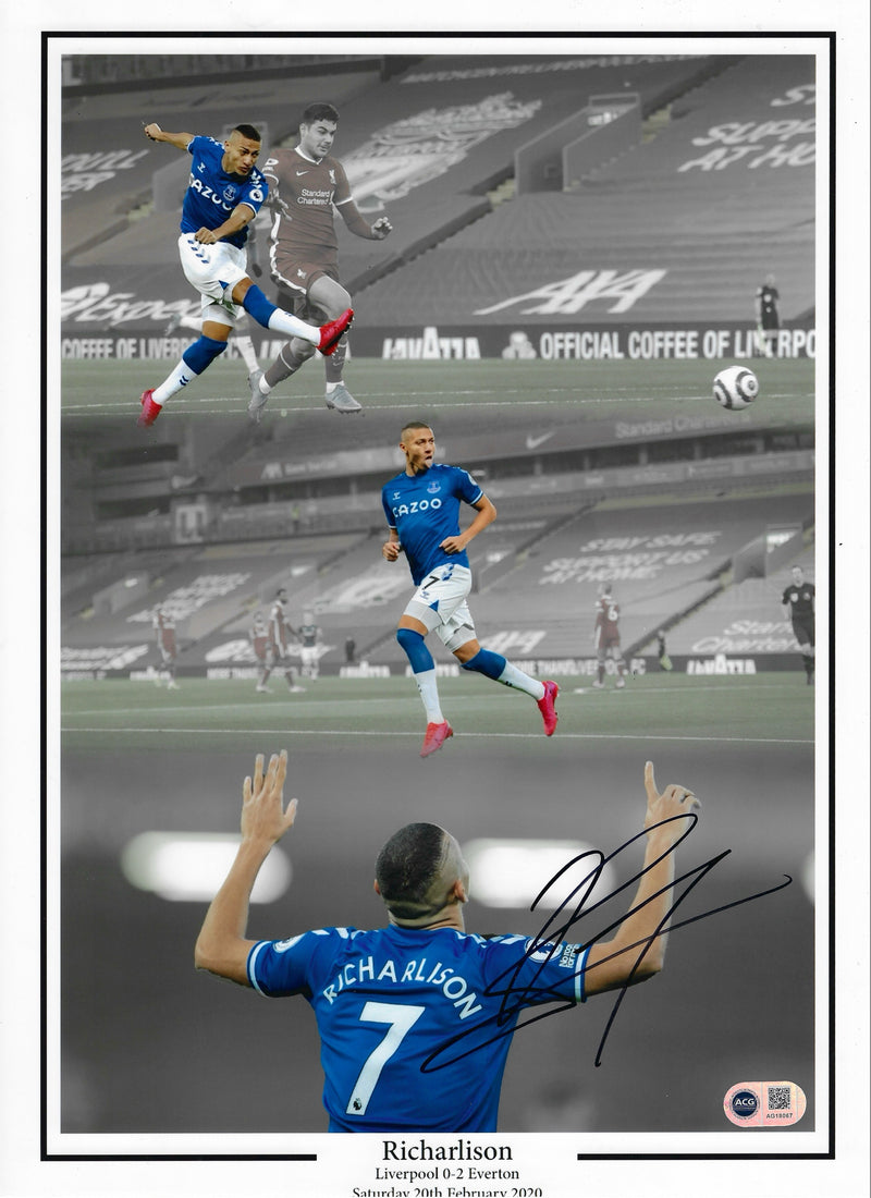 RICHARLISON SIGNED EVERTON FC 16X12 ANFIELD DERBY WIN PHOTO (ACG CERT AG18067)-1