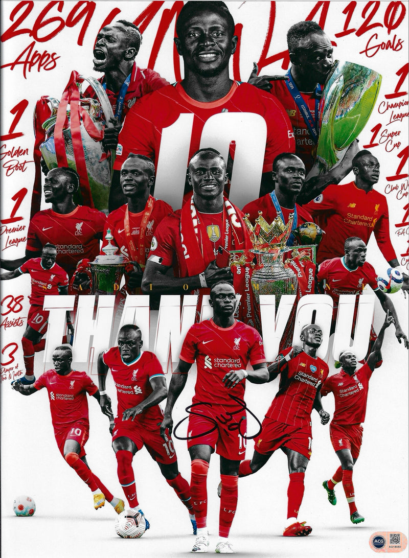 SADIO MANE SIGNED 16x12 LIVERPOOL FC THANK YOU PHOTO (ACG CERT AG18050)-1