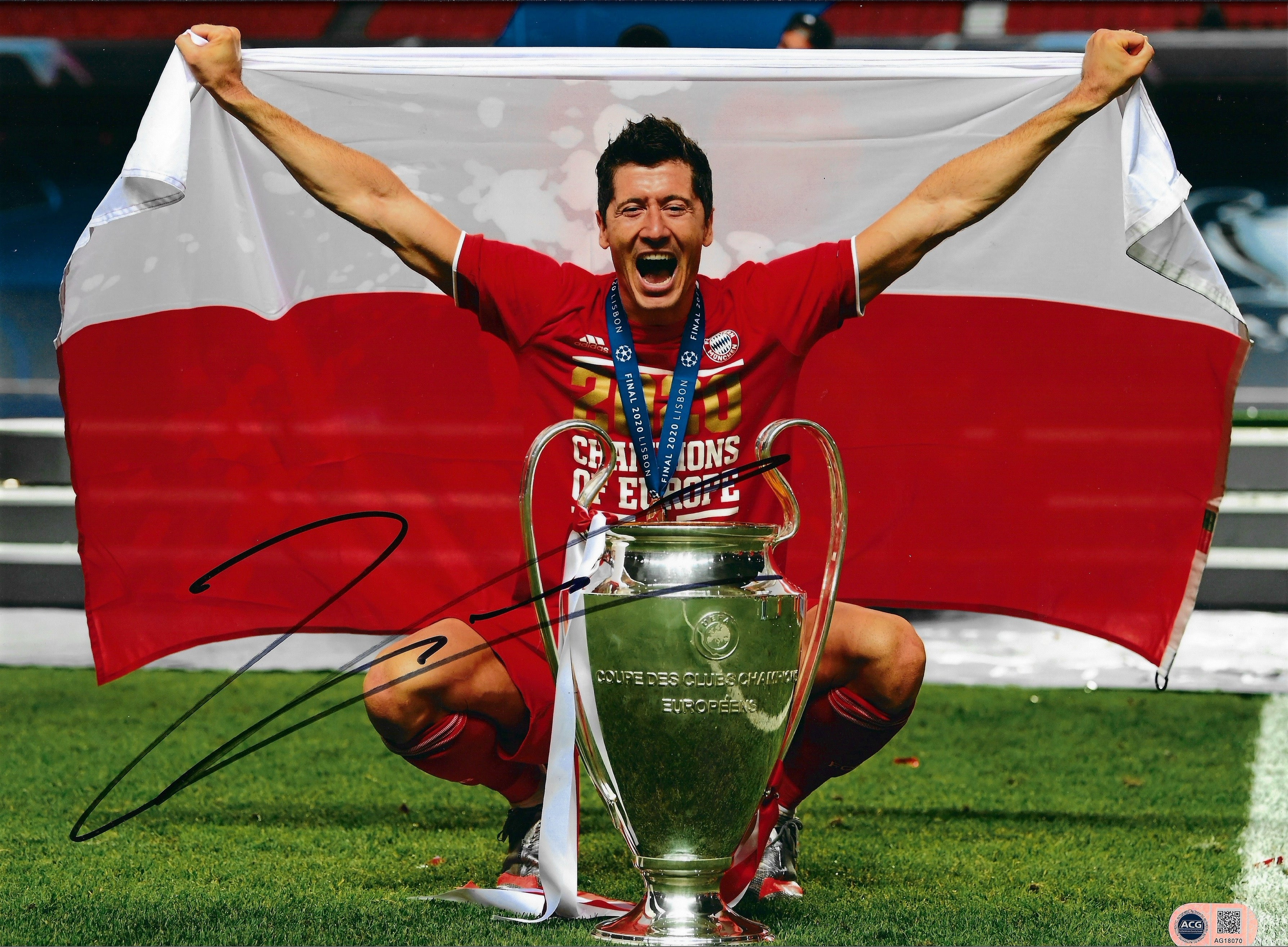 ROBERT LEWANDOWSKI SIGNED FC BAYERN MUNCHEN 16x12 PHOTO (ACG CERT AG18070)