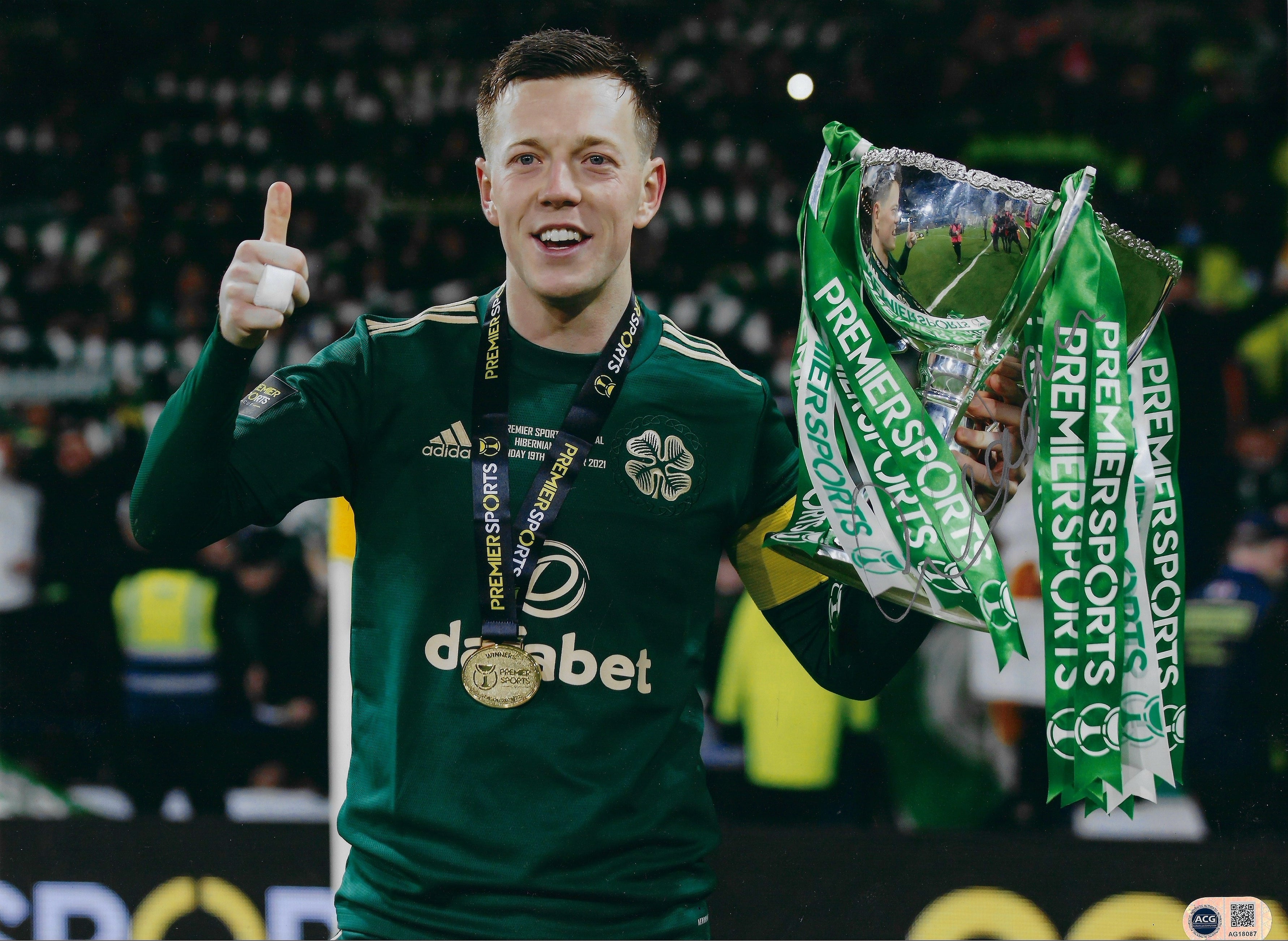 CALLUM MCGREGOR SIGNED CELTIC SCOTTISH CUP WIN 16X12 PHOTO (ACG CERT AG18087)