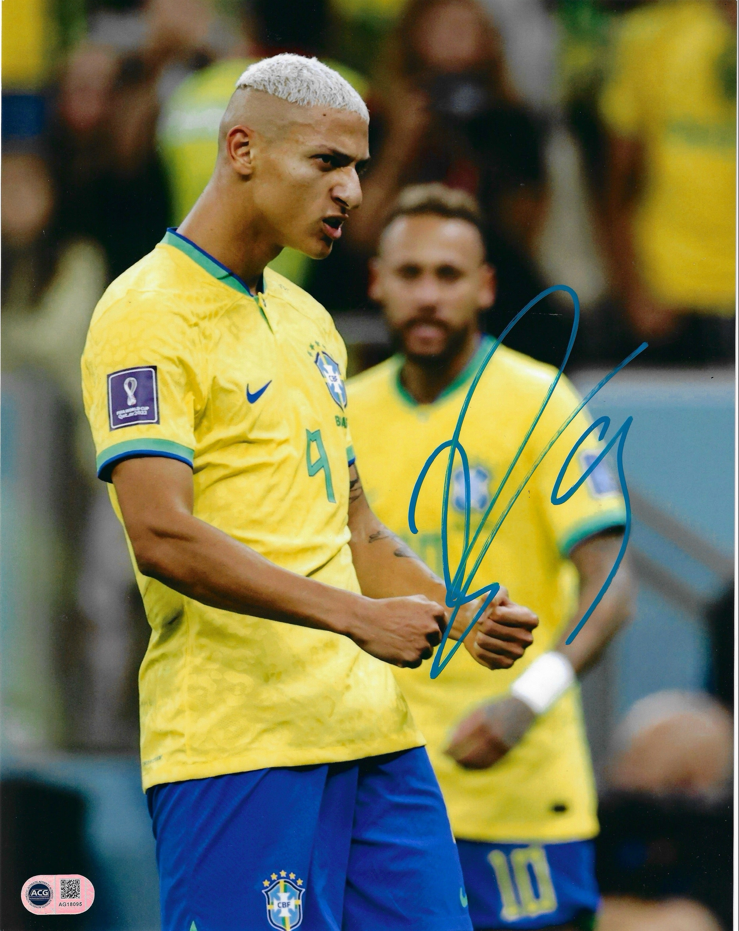 RICHARLISON SIGNED BRAZIL 2022 WORLD CUP 14x11 PHOTO (ACG CERT AG18095)