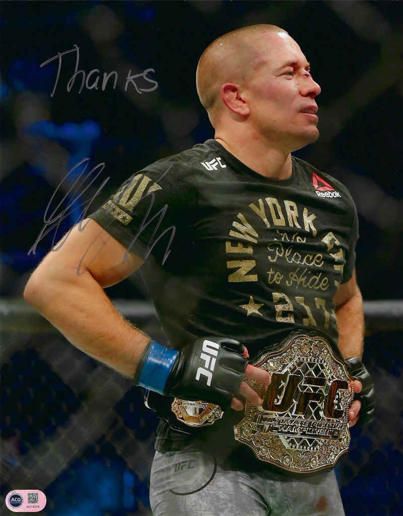 GEORGES ST-PIERRE SIGNED UFC LEGEND 14X11 PHOTOGRAPH (ACG CERT AG18078)-1