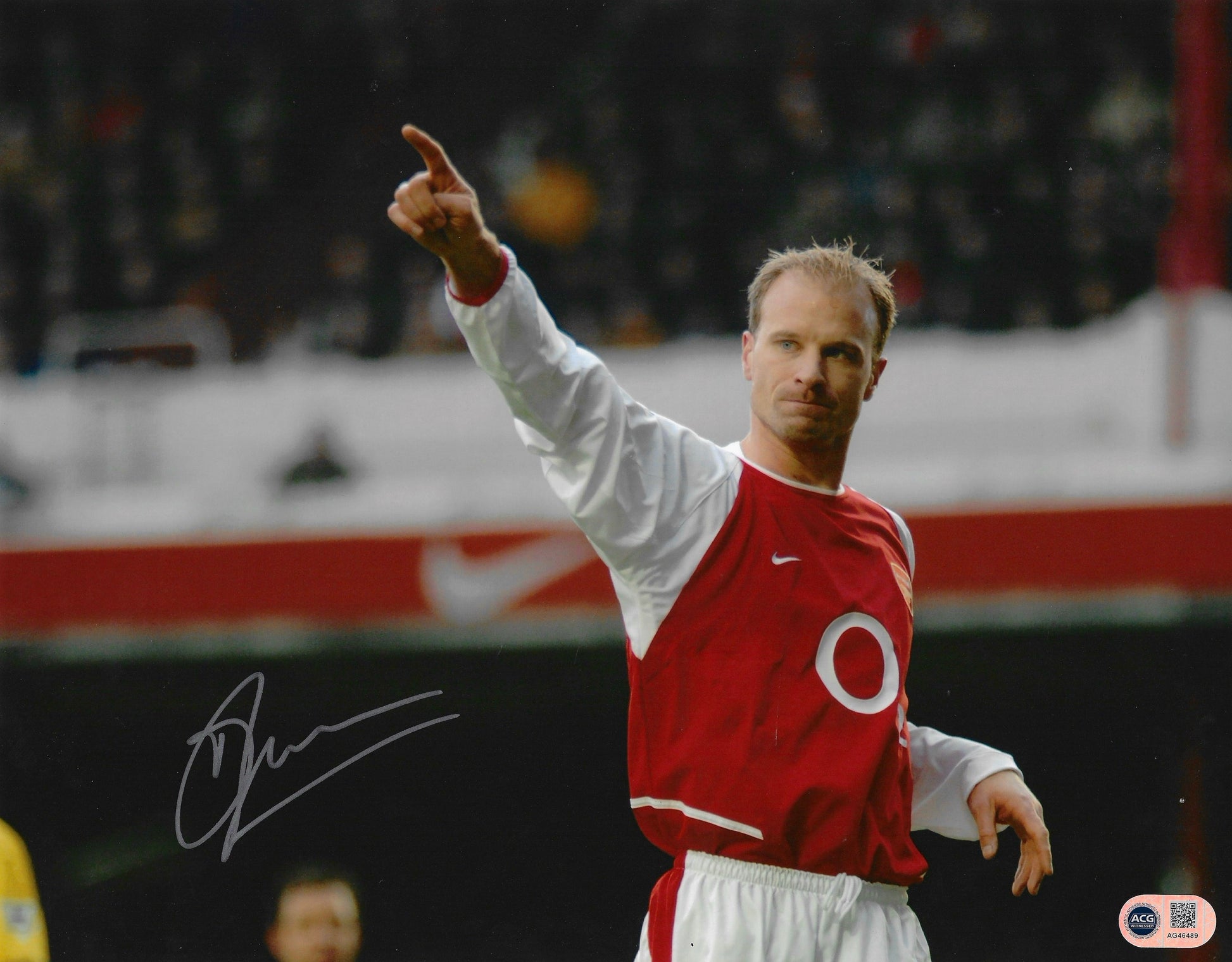DENNIS BERGKAMP SIGNED ARSENAL FC 14X11 PHOTO (ACG WITNESS AG46489)-1