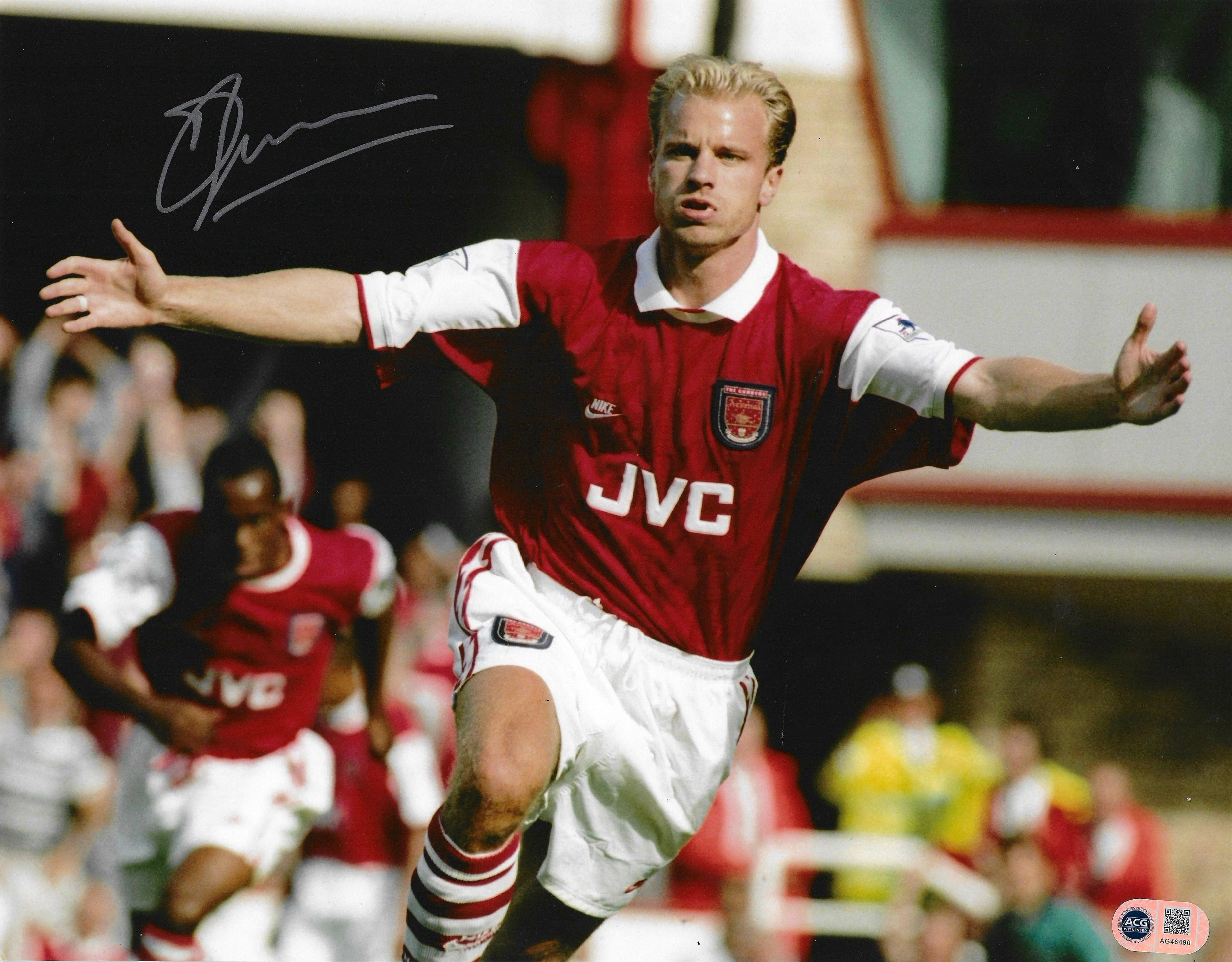 DENNIS BERGKAMP SIGNED ARSENAL FC 14X11 PHOTO (ACG WITNESS AG46490)