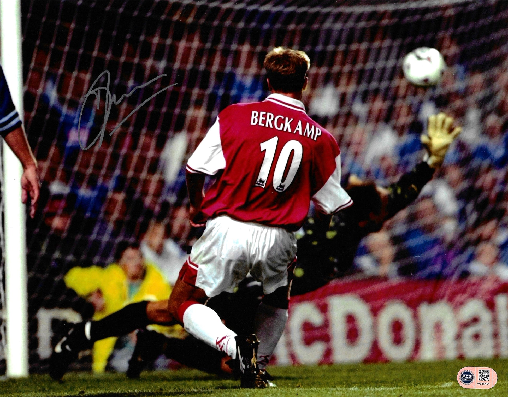 DENNIS BERGKAMP SIGNED ARSENAL FC 14X11 PHOTO (ACG WITNESS AG46491)-1