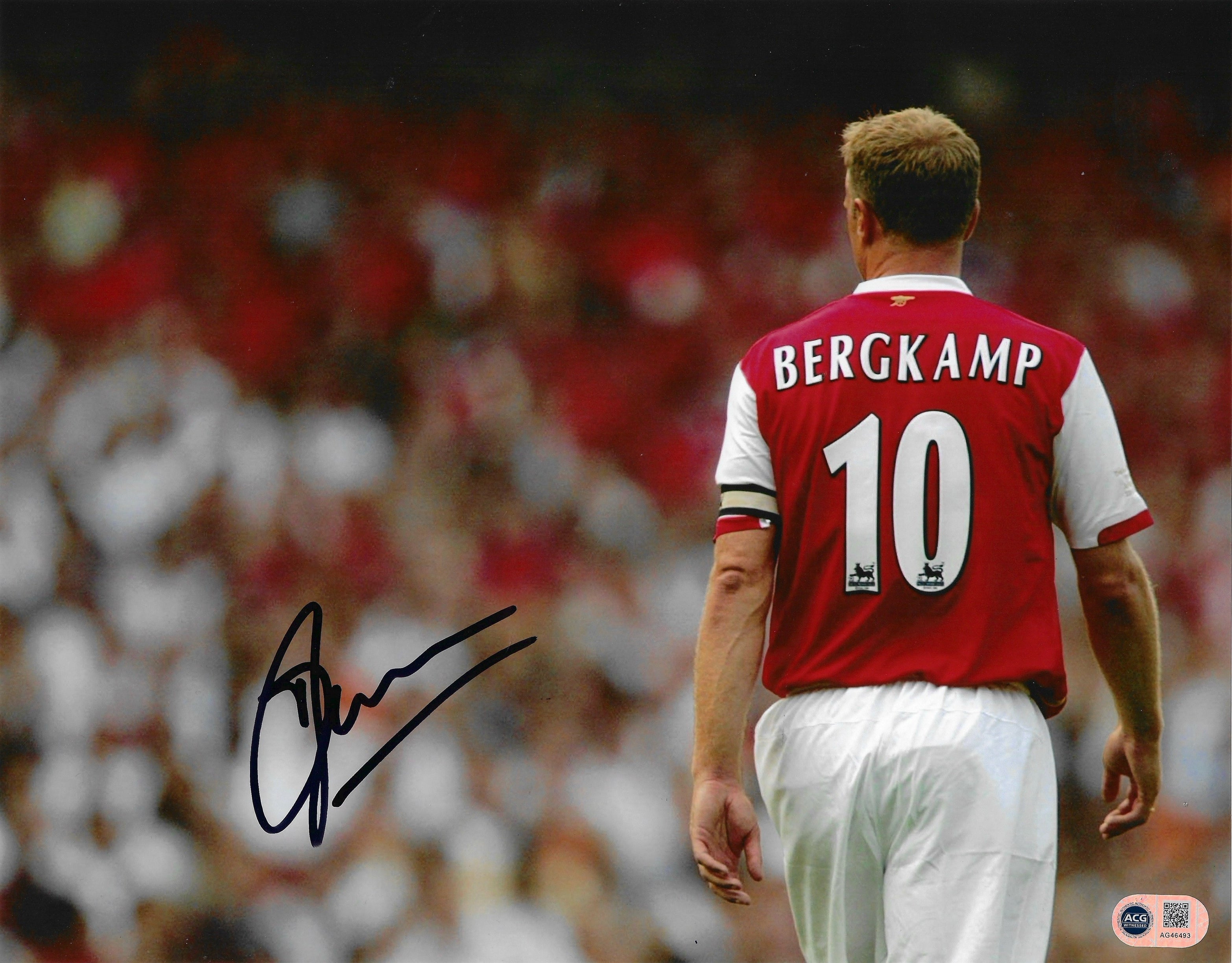 DENNIS BERGKAMP SIGNED ARSENAL FC 14X11 PHOTO (ACG WITNESS AG46493)