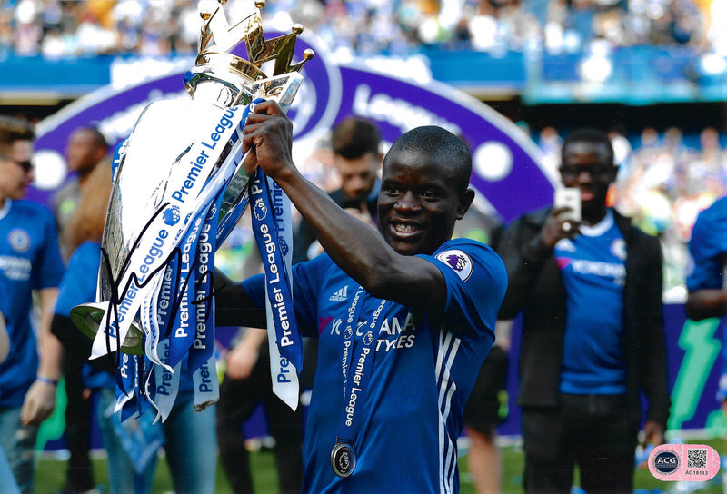 NGOLO KANTE SIGNED CHELSEA FC EPL WINNER 12x8 PHOTO (ACG CERT AG18113)-1