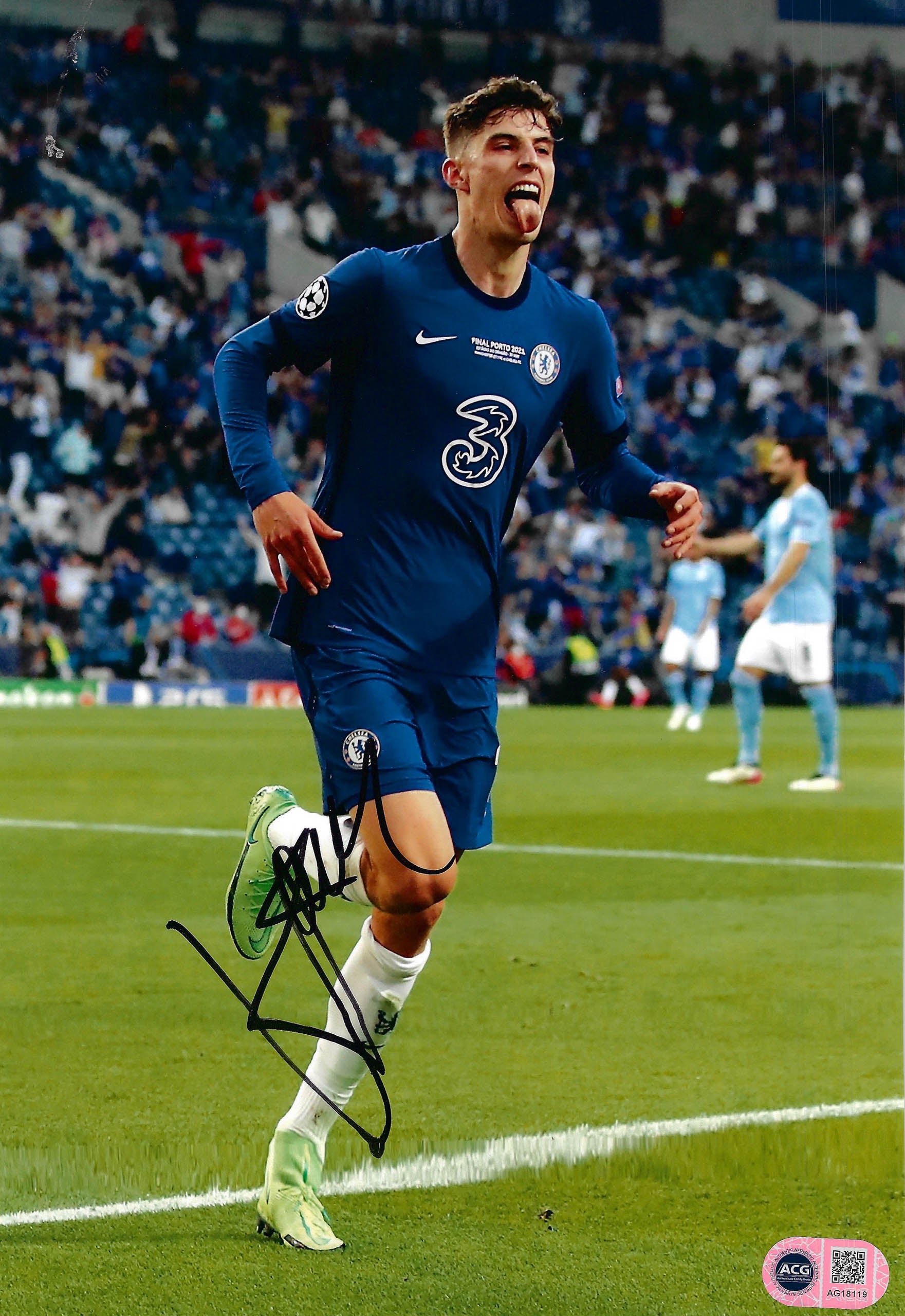 KAI HAVERTZ SIGNED 12X8 CHELSEA FC UCL 2021 WINNERS PHOTO (ACG CERT AG18119)