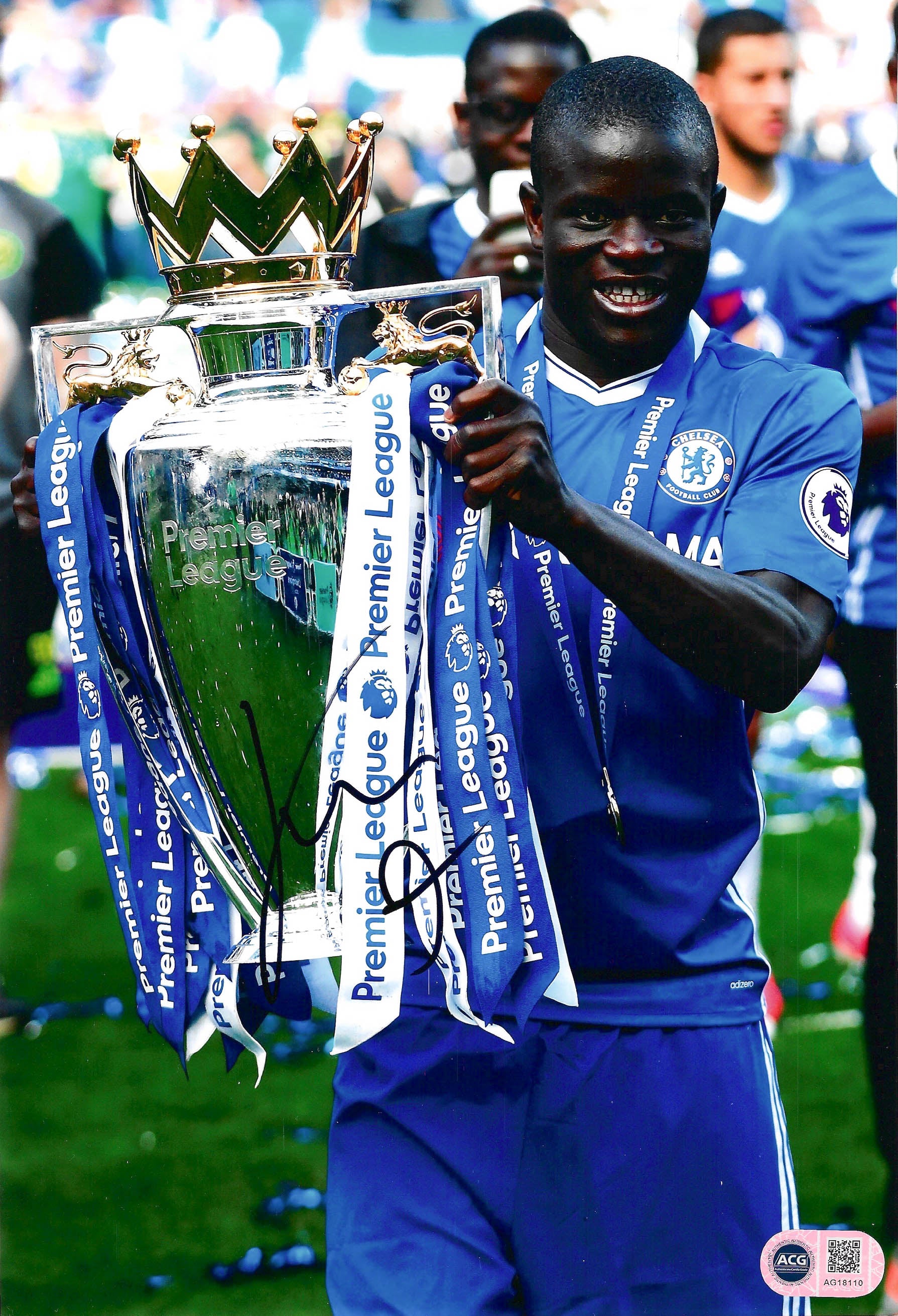 NGOLO KANTE SIGNED CHELSEA FC EPL WINNER 12x8 PHOTO (ACG CERT AG18110)-1