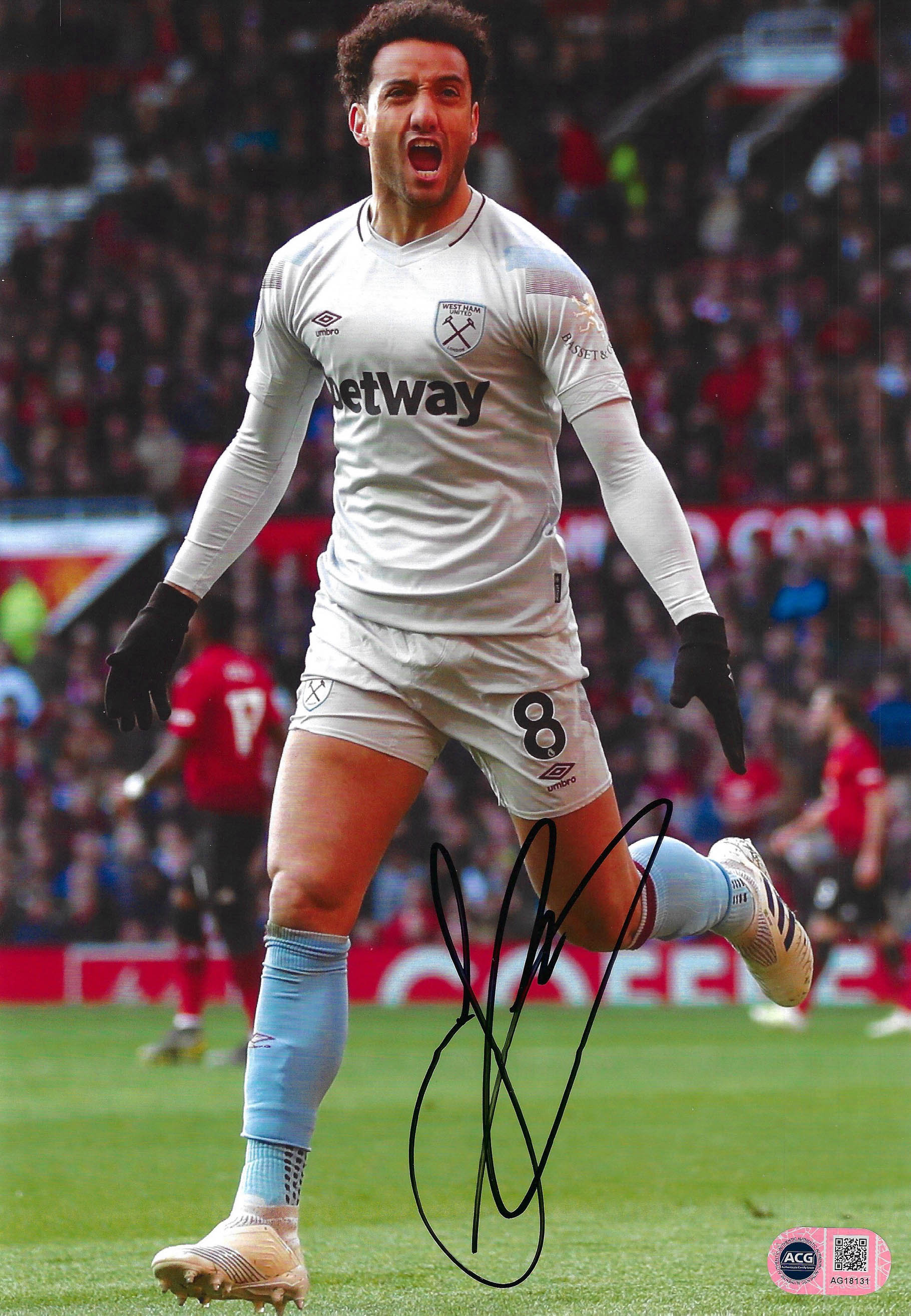 FELIPE ANDERSON SIGNED WEST HAM UNITED 12x8 PHOTO (ACG CERT AG18131)