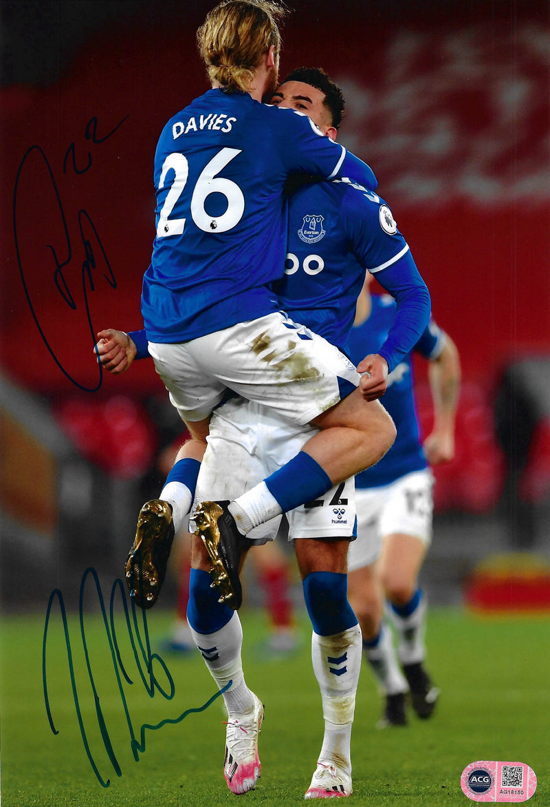 BEN GODFREY & TOM DAVIES SIGNED 12x8 ANFIELD WIN (ACG CERT AG18150)-1