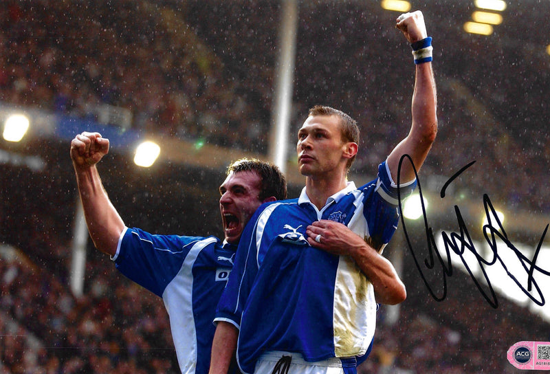 DUNCAN FERGUSON SIGNED EVERTON FC LEGEND 12X8 PHOTO (ACG CERT AG18153)-1