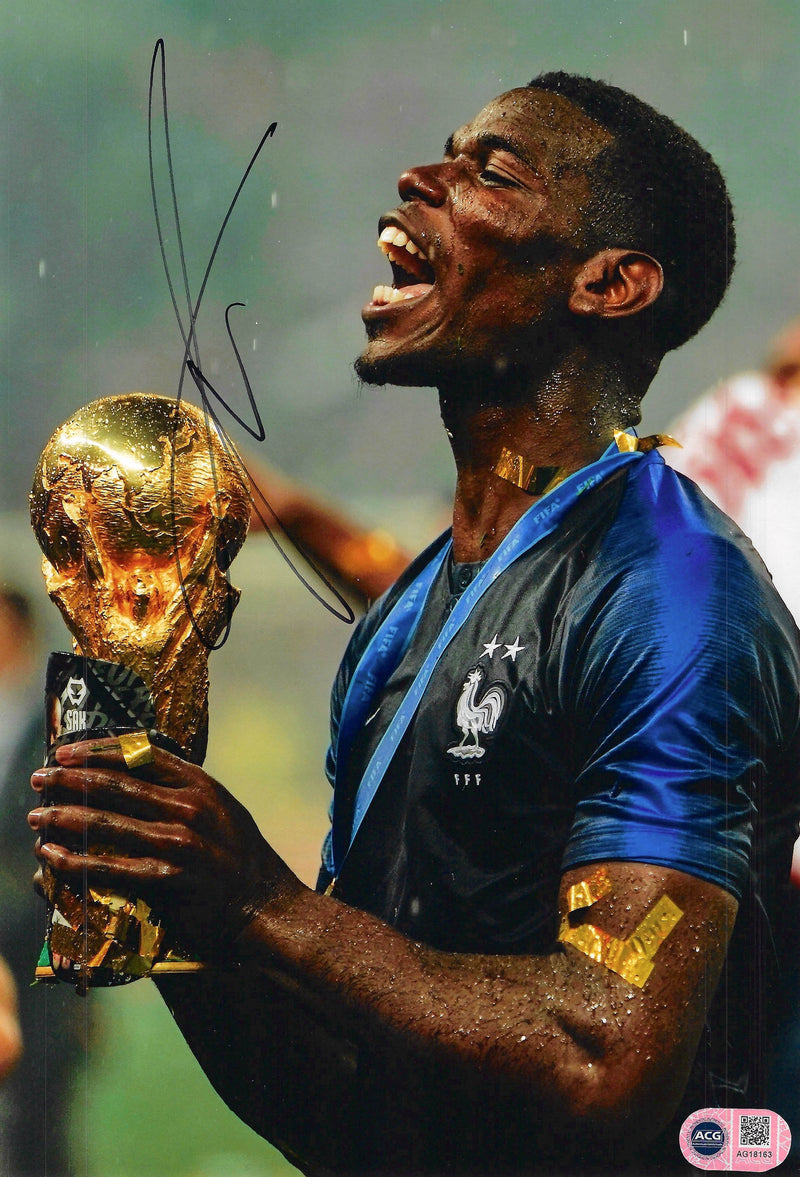 PAUL POGBA SIGNED 12X8 FRANCE 2018 WORLD CUP WIN PHOTO (ACG CERT AG18163)-1