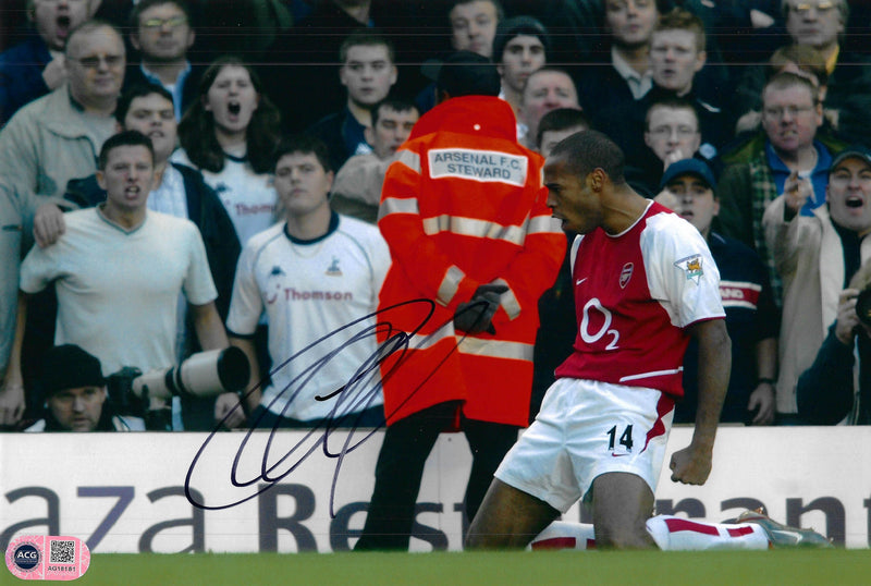THIERRY HENRY SIGNED ARSENAL SPURS GOAL 12X8 PHOTO (ACG CERT AG18181)-1
