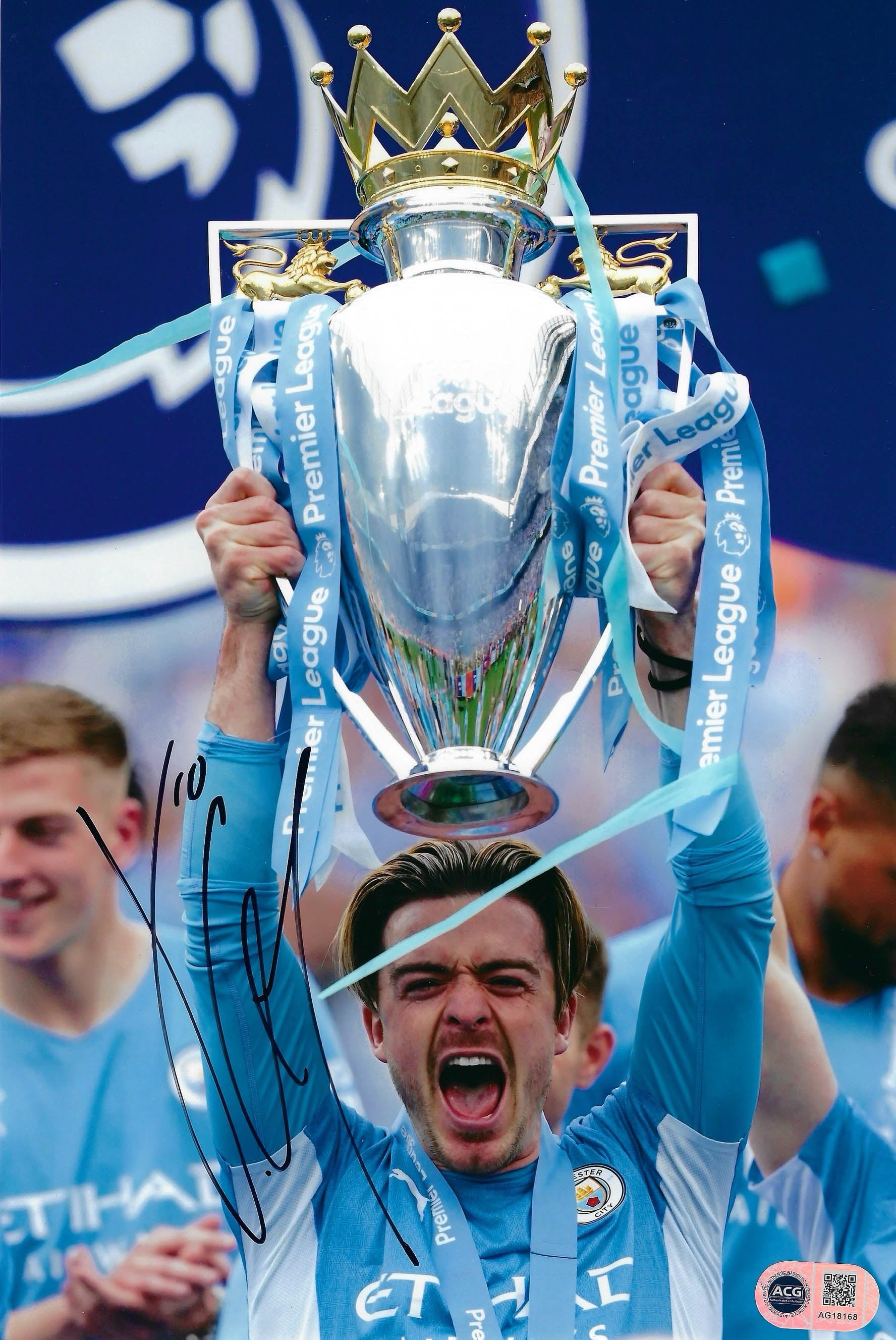 JACK GREALISH SIGNED MANCHESTER CITY 12X8 PHOTO (ACG CERT AG18168)-1