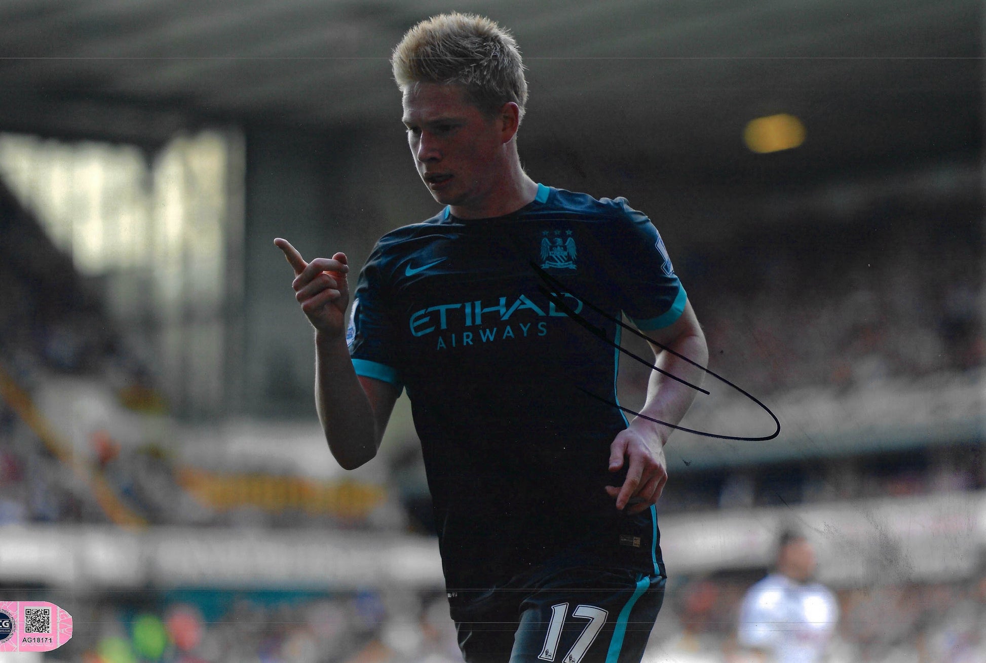 KEVIN DE BRUYNE SIGNED MANCHESTER CITY 12X8 PHOTO (ACG CERT AG18171)-1