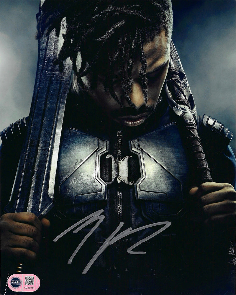 MICHAEL B JORDAN SIGNED BLACK PANTHER KILLMONGER 10X8 PHOTO (ACG CERT AG18814)-1