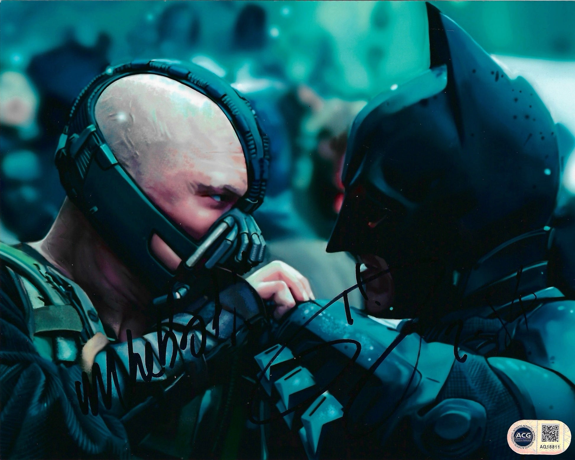 TOM HARDY SIGNED BATMAN DARK KNIGHT RISES BANE 10X8 PHOTO (ACG CERT AG18811)-1