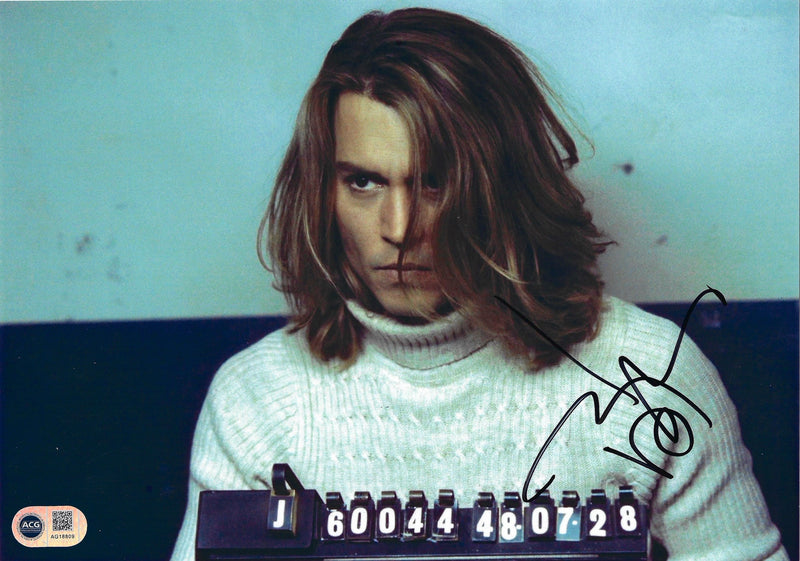 JOHNNY DEPP SIGNED GEORGE JUNG BLOW 12X8 PHOTO (ACG CERT AG18809)-1