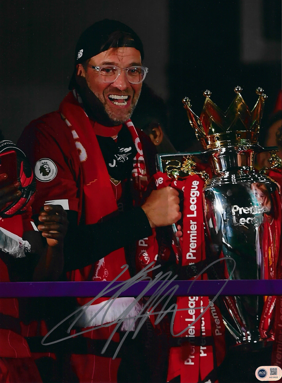 JURGEN KLOPP SIGNED LIVERPOOL FC PREMIER LEAGUE WIN 16x12 PHOTO (ACG CERT AG19023)-1
