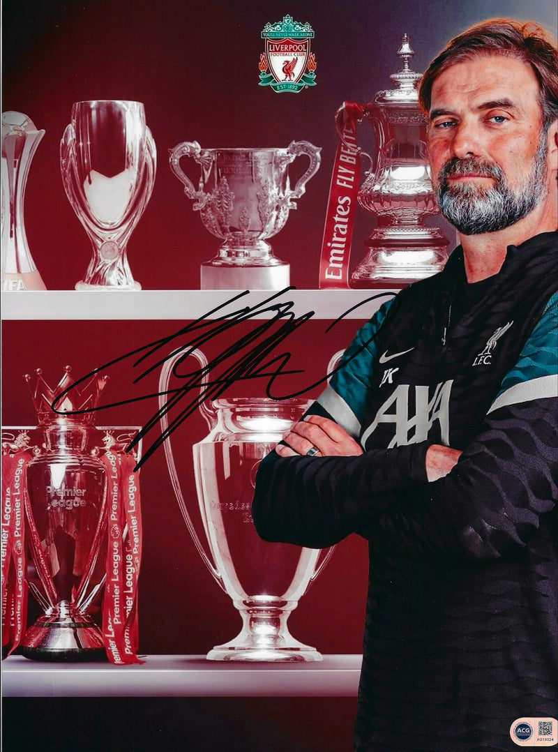JURGEN KLOPP SIGNED LIVERPOOL FC 16x12 EVERY TROPHY PHOTO (ACG CERT AG19024)-1
