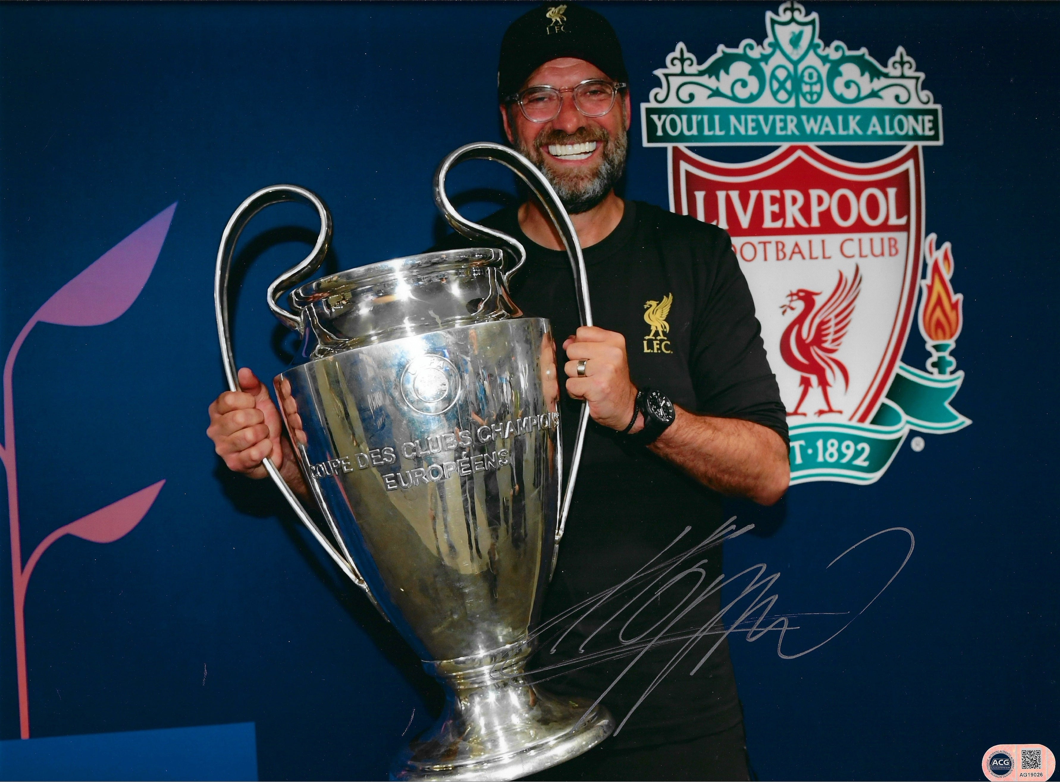 JURGEN KLOPP SIGNED LIVERPOOL FC 16x12 CHAMPIONS LEAGUE WIN PHOTO (ACG CERT AG19026)
