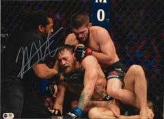 KHABIB NURMAGOMEDOV SIGNED MCGREGOR CHOKE UFC 14x11 PHOTO (ACG CERT AG19172)-1