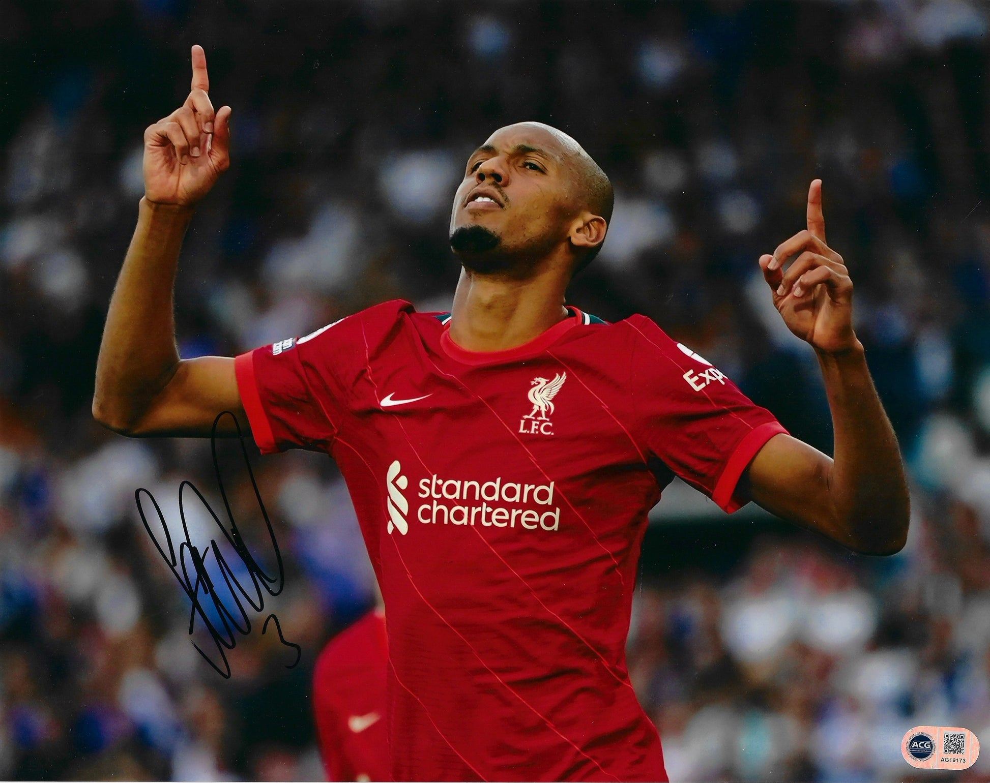 FABINHO SIGNED 14x11 LIVERPOOL FC CELEBRATION PHOTO (ACG CERT AG19173)-1