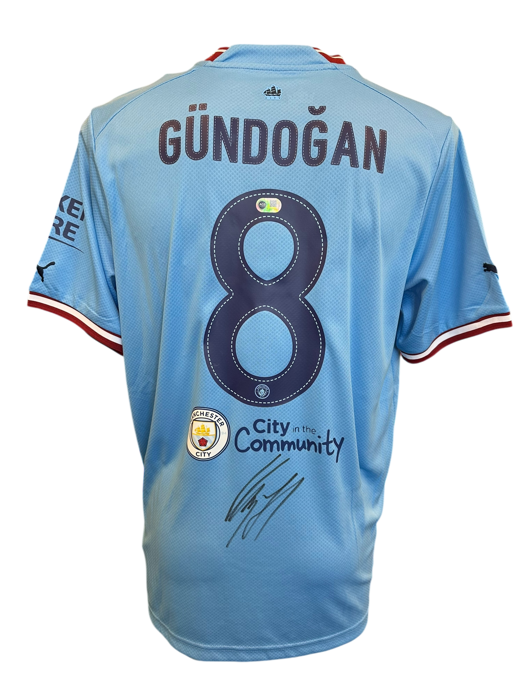 ILKAY GUNDOGAN SIGNED MAN CITY 22/23 UCL FINAL WINNERS SHIRT (ACG CERT AG17237)-1