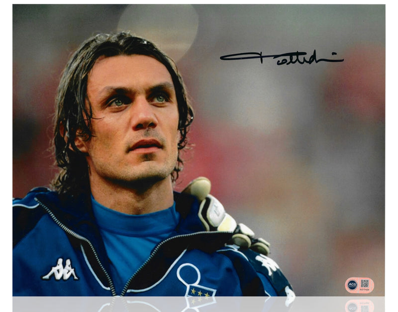 PAOLO MALDINI SIGNED AC MILAN ITALY LEGEND 14x11 PHOTO (ACG CERT AG17420)-1