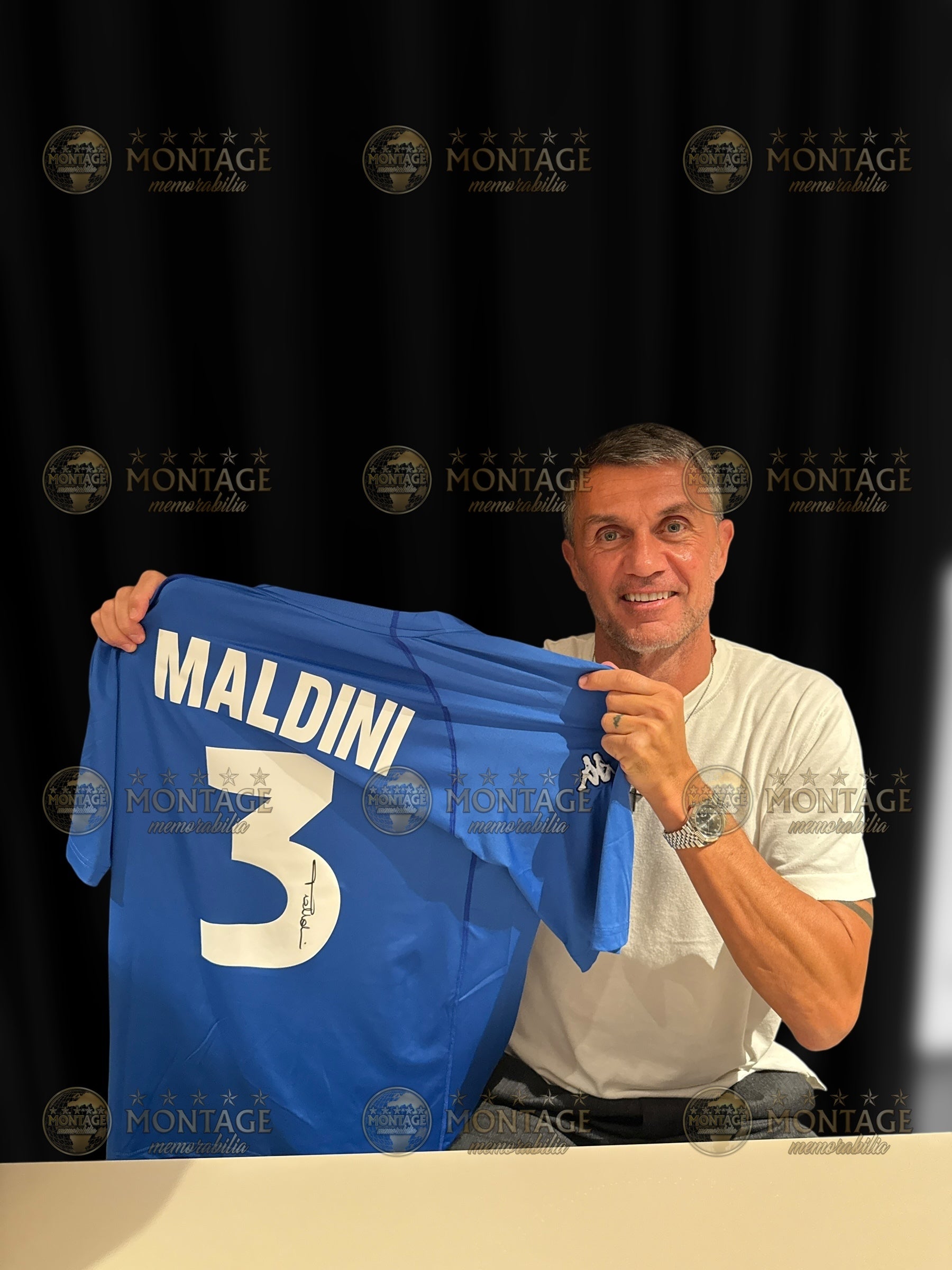 PAOLO MALDINI SIGNED ITALY EURO 2000 HOME SHIRT (ACG CERT AG17395)-2