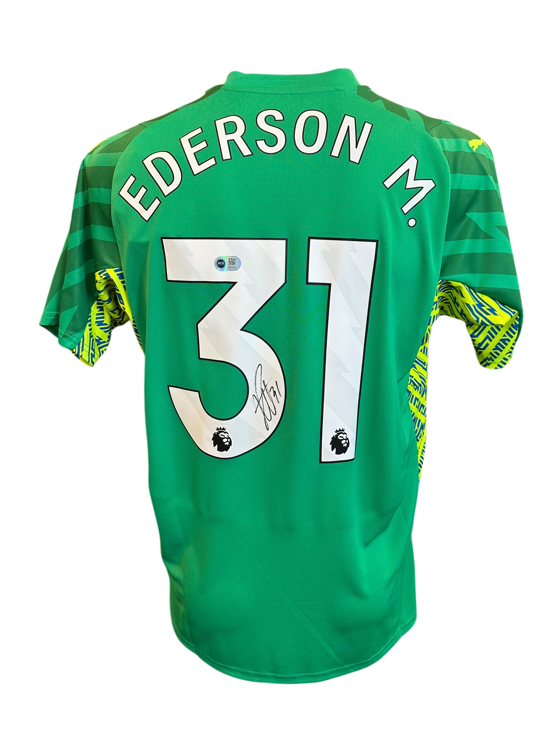EDERSON MORAES SIGNED 2024/25 MANCHESTER CITY GK SHIRT (ACG CERT AG17217)