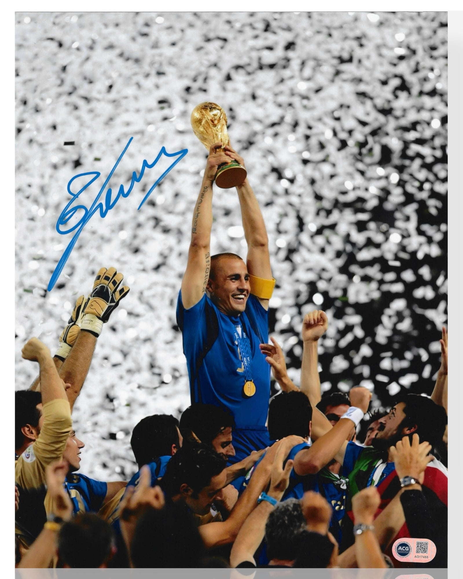 FABIO CANNAVARO SIGNED ITALY 06 WORLD CUP WINNER  14x11 PHOTO (ACG CERT AG17455)-1