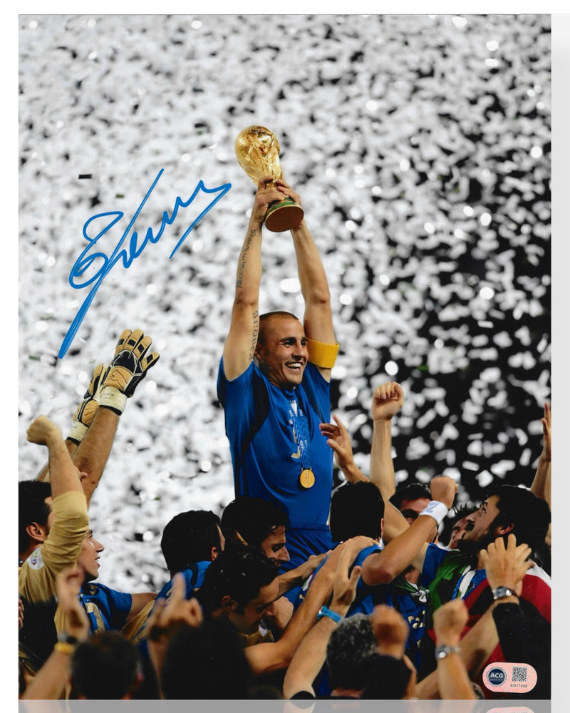 FABIO CANNAVARO SIGNED ITALY 06 WORLD CUP WINNER  14x11 PHOTO (ACG CERT AG17455)-1