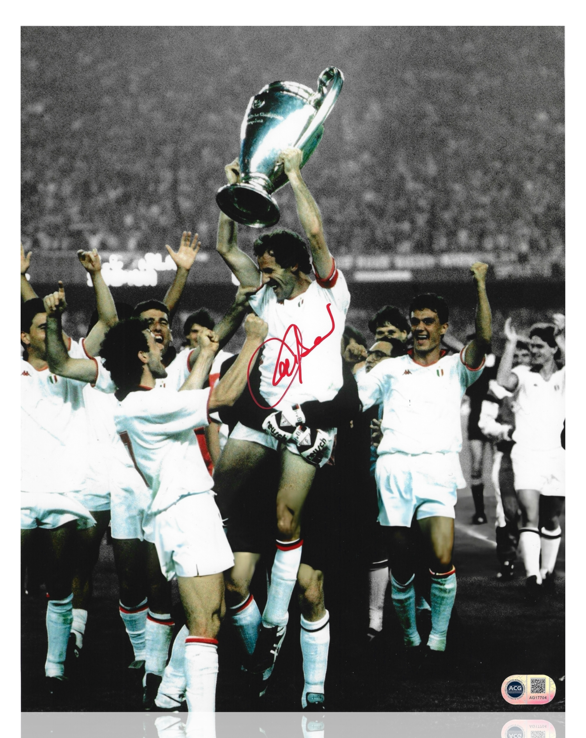 FRANCO BARESI SIGNED AC MILAN LEGEND 14X11 PHOTOGRAPH (ACG CERT AG17704)