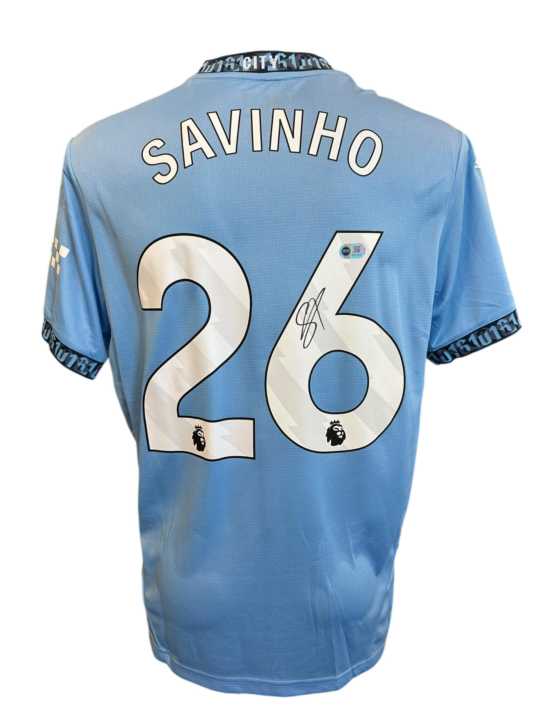SAVINHO SIGNED 2024/25 MANCHESTER CITY HOME SHIRT (ACG CERT AG17215)