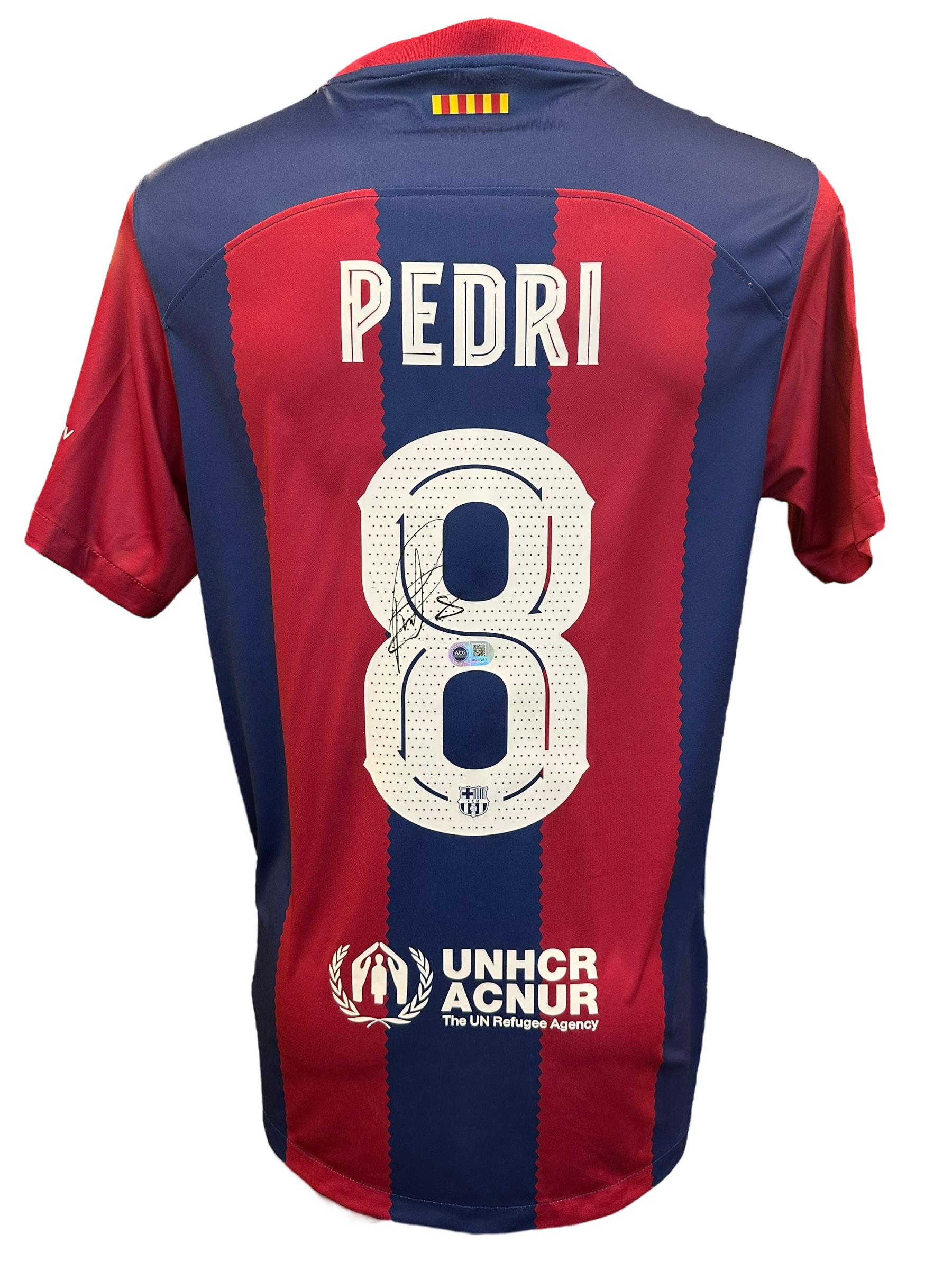 PEDRI SIGNED FC BARCELONA 2023/24 HOME UCL SHIRT (ACG CERT AG17263)