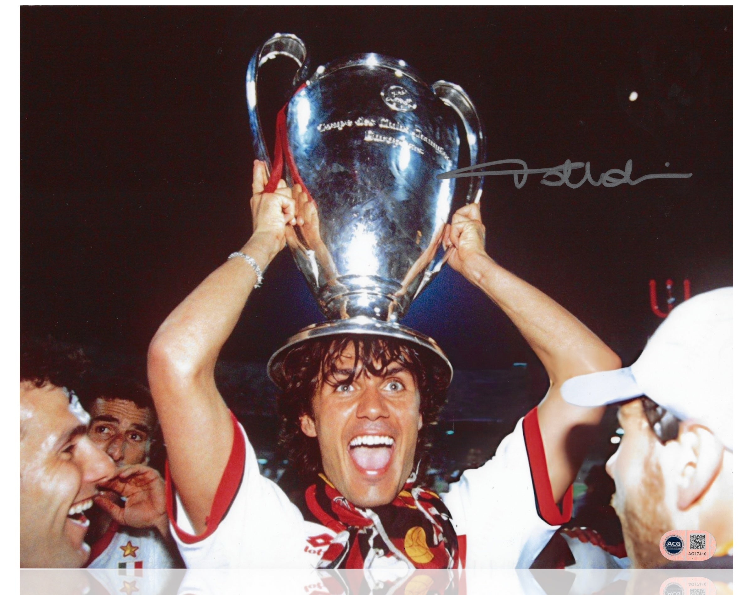 PAOLO MALDINI SIGNED AC MILAN ITALY LEGEND 14x11 PHOTO (ACG CERT AG17410)
