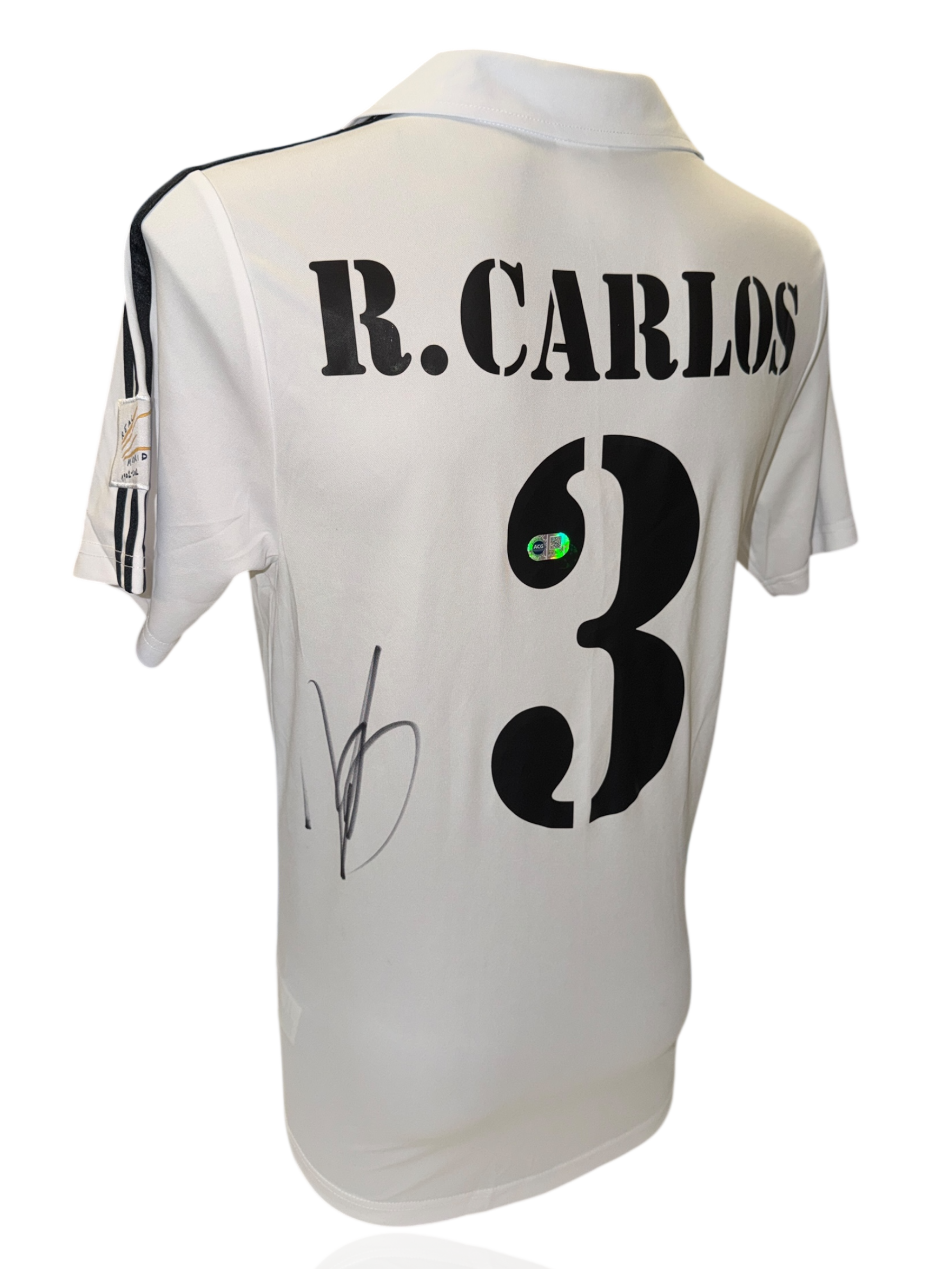 ROBERTO CARLOS SIGNED 2002/03 REAL MADRID HOME SHIRT (ACG CERT AG17502)