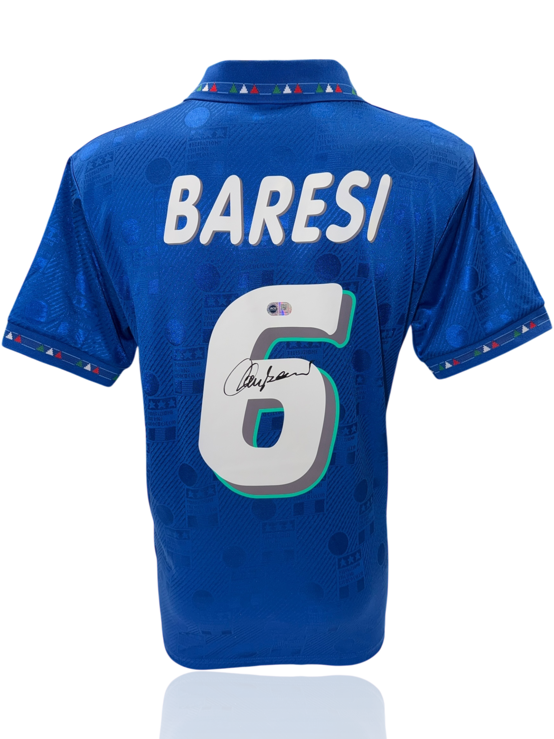FRANCO BARESI SIGNED ITALY 1994 HOME SHIRT (ACG CERT AG17690)-1