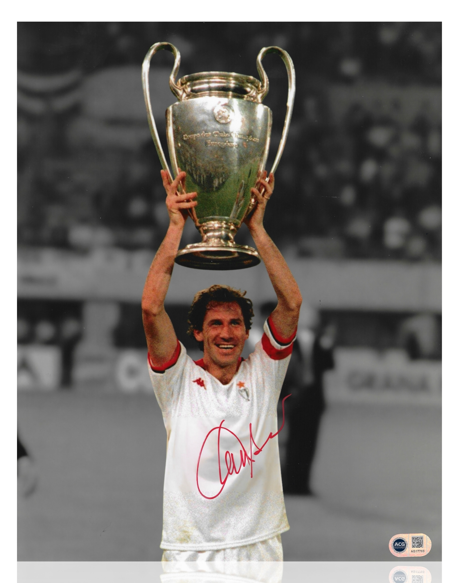 FRANCO BARESI SIGNED AC MILAN LEGEND 14X11 PHOTOGRAPH (ACG CERT AG17703)