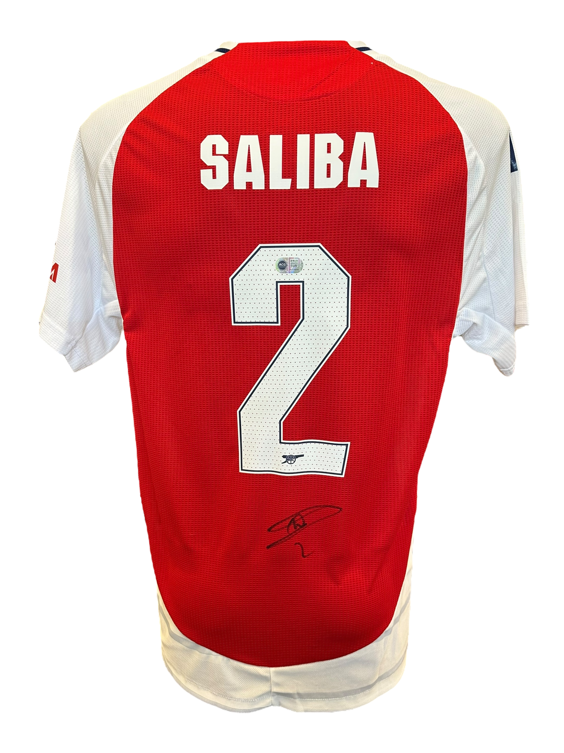 WILLIAM SALIBA SIGNED ARSENAL FC 2024/25 HOME UCL PLAYER SHIRT (ACG CERT AG17233)