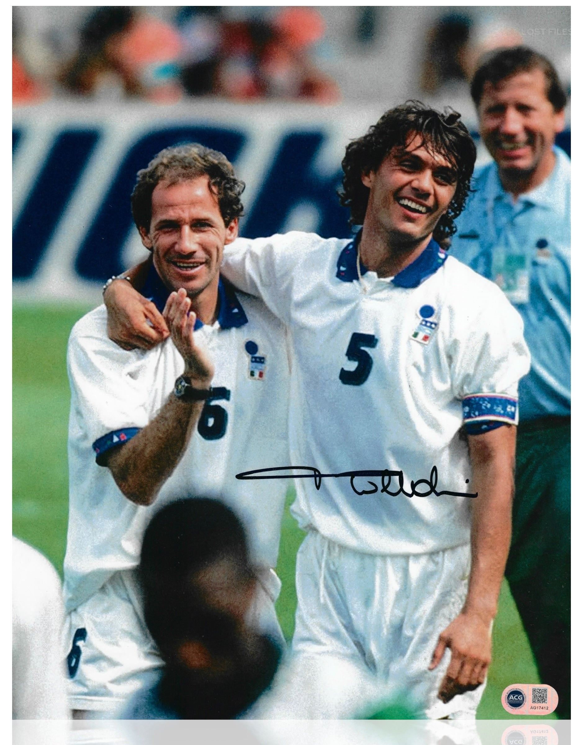 PAOLO MALDINI SIGNED AC MILAN ITALY LEGEND 14x11 PHOTO (ACG CERT AG17412)