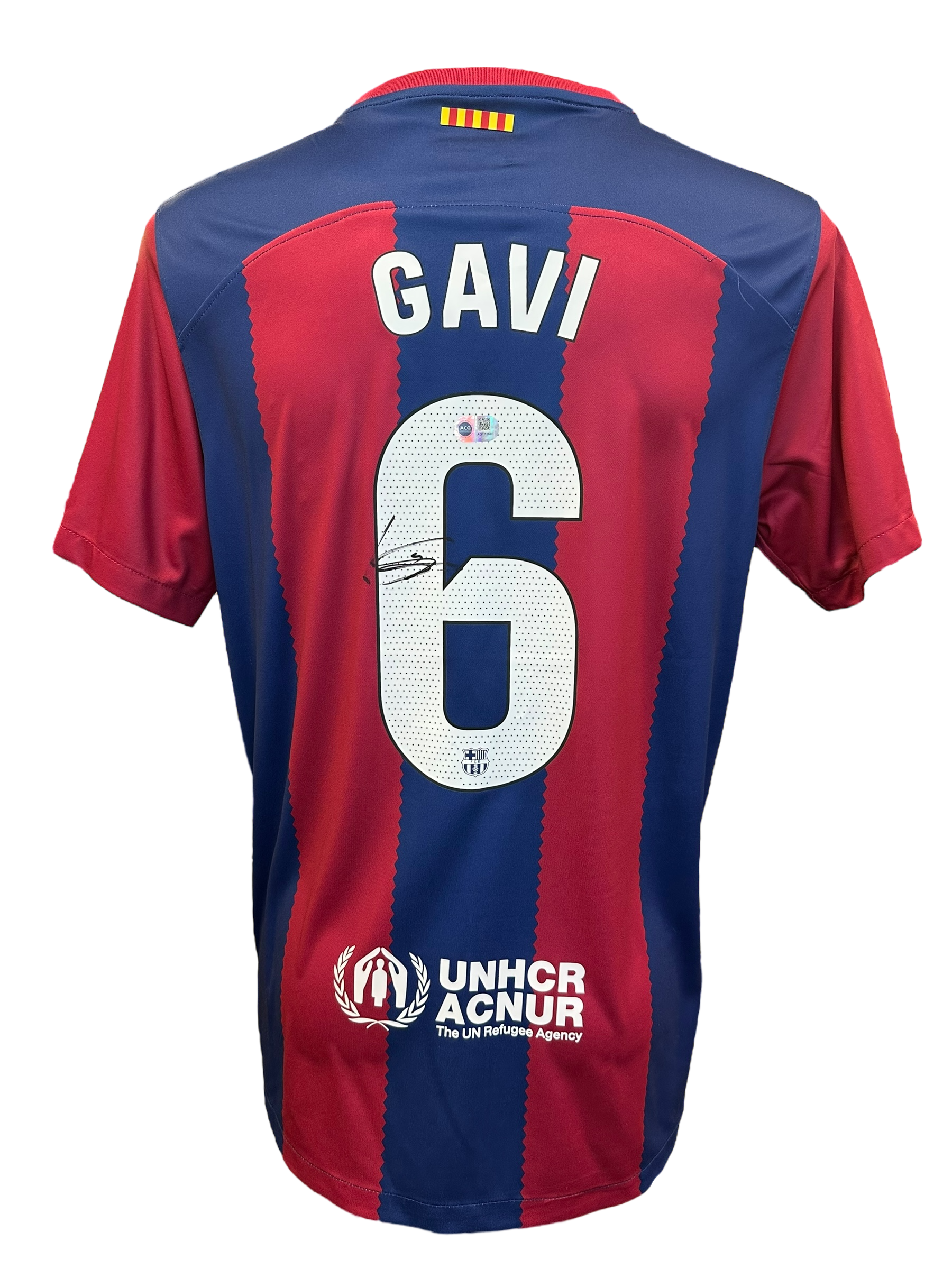 GAVI SIGNED FC BARCELONA 2023/24 HOME SHIRT (ACG CERT AG17260)